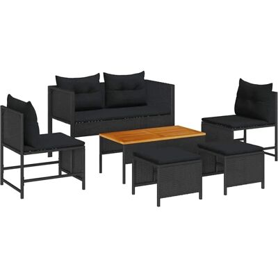 vidaXL Garten-Sofa-Set 6-Tlg Schwarz Poly Rattan 4104700 vidaXL Garten-Sofa-Set 6-Tlg Schwarz Poly Rattan 4104700