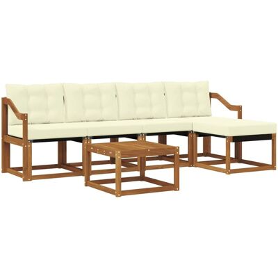 vidaXL Outdoor-Sofagarnitur mit Kissen 6-Tlg Natur und Creme 3368601 vidaXL Outdoor-Sofagarnitur mit Kissen 6-Tlg Natur und Creme 3368601