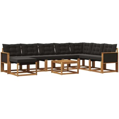 vidaXL Outdoor-Sofagarnitur mit Kissen 9 Stk Natur und Schwarz 3382152 vidaXL Outdoor-Sofagarnitur mit Kissen 9 Stk Natur und Schwarz 3382152
