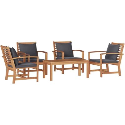 vidaXL Gartensofa-Set 5 Stk Natur Massivholz Teak 3356863 vidaXL Gartensofa-Set 5 Stk Natur Massivholz Teak 3356863