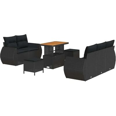 vidaXL Garten-Sofa-Set 8-Tlg Schwarz Poly Rattan 3361819 vidaXL Garten-Sofa-Set 8-Tlg Schwarz Poly Rattan 3361819