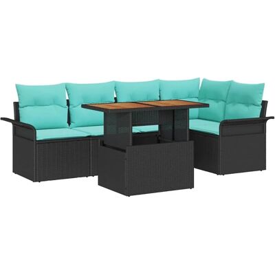 vidaXL Garten-Sofa-Set mit Speicher 6 Stk Schwarz Poly Rattan 3358076 vidaXL Garten-Sofa-Set mit Speicher 6 Stk Schwarz Poly Rattan 3358076