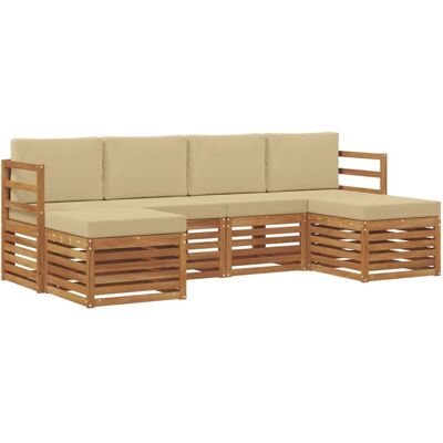 vidaXL Sofagarnituren 6 Tlg Natur und Beige Massivholz Akazie 3375233 vidaXL Sofagarnituren 6 Tlg Natur und Beige Massivholz Akazie 3375233