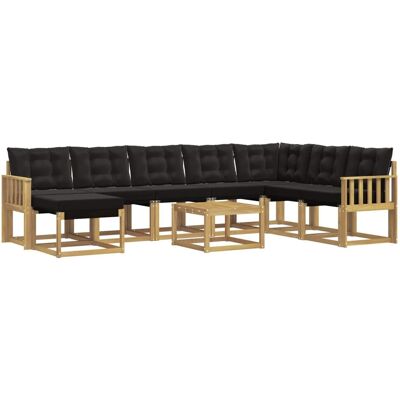 vidaXL Outdoor-Sofagarnitur mit Kissen 9-Tlg Weiß und Schwarz 3389786 vidaXL Outdoor-Sofagarnitur mit Kissen 9-Tlg Weiß und Schwarz 3389786