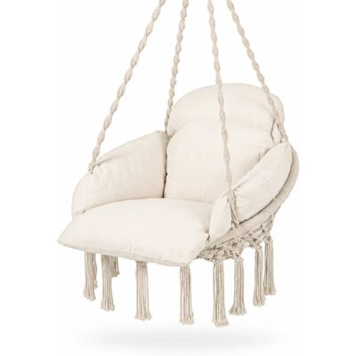Sekey Hängesessel Hängestuhl aus Baumwolle mit Rücken- Sitz- und Seitenkissen bis 120 kg Belastbar Hängeschaukel Hängesitz für Indoor Outdoor Garten Sekey Hängesessel Hängestuhl aus Baumwolle mit Rücken- Sitz- und Seitenkissen bis 120 kg Belastbar Hängeschaukel Hängesitz für Indoor Outdoor Garten