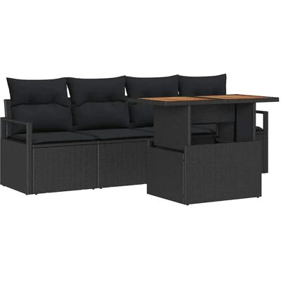 vidaXL Garten-Sofa-Set mit Speicher 5-Tlg Schwarz Poly Rattan 3358382 vidaXL Garten-Sofa-Set mit Speicher 5-Tlg Schwarz Poly Rattan 3358382