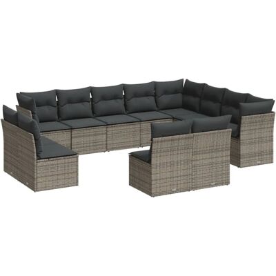 vidaXL 12-tlg Garten-Sofagarnitur mit Kissen Grau Poly Rattan Modell 27 vidaXL 12-tlg Garten-Sofagarnitur mit Kissen Grau Poly Rattan Modell 27