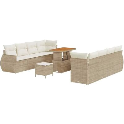 vidaXL Garten-Sofa-Set mit Speicher 11-Tlg Beige Poly Rattan 3363801 vidaXL Garten-Sofa-Set mit Speicher 11-Tlg Beige Poly Rattan 3363801