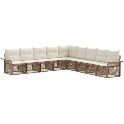 vidaXL Gartensofa-Set 9-Tlg Beige Poly-Rattan 3434853 vidaXL Gartensofa-Set 9-Tlg Beige Poly-Rattan 3434853