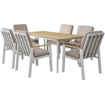 RICHLY Gartenlounge-Set Aluminium Garten Essgruppe für 6 Personen Beige RICHLY Gartenlounge-Set Aluminium Garten Essgruppe für 6 Personen Beige