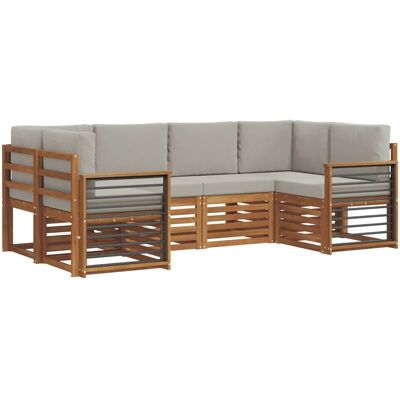 vidaXL Sofagarnituren 6 Tlg Natur und Hellgrau Massivholz Akazie 3375381 vidaXL Sofagarnituren 6 Tlg Natur und Hellgrau Massivholz Akazie 3375381