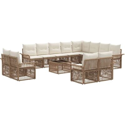 vidaXL Gartensofa-Set 13-Tlg Beige und Cremeweiß Poly-Rattan 3435009 vidaXL Gartensofa-Set 13-Tlg Beige und Cremeweiß Poly-Rattan 3435009