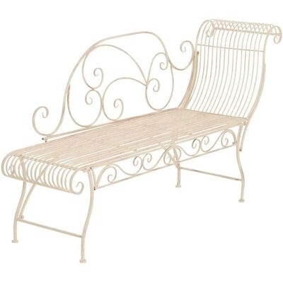 DELUKE Gartenbank SIZON Metall Beige 156x46x78cm Gartenliege Metall Sonnenliege Antik Vintage Gartenstuhl Lang 1 Sitzer DELUKE Gartenbank SIZON Metall Beige 156x46x78cm Gartenliege Metall Sonnenliege Antik Vintage Gartenstuhl Lang 1 Sitzer