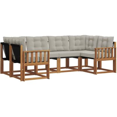 vidaXL Outdoor-Sofagarnitur mit Kissen 6-Tlg Natur und Hellgrau 3368998 vidaXL Outdoor-Sofagarnitur mit Kissen 6-Tlg Natur und Hellgrau 3368998