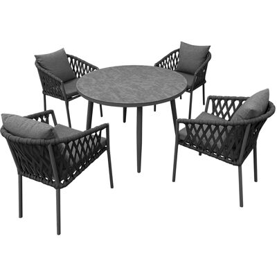Greemotion Balkonmöbel-Set Bari inkl. Kissen 5-teilig Grau Greemotion Balkonmöbel-Set Bari inkl. Kissen 5-teilig Grau