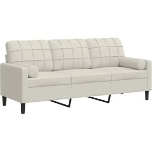vidaXL 3-Sitzer-Sofa mit Zierkissen Creme 180 cm Samt 3278237 vidaXL 3-Sitzer-Sofa mit Zierkissen Creme 180 cm Samt 3278237