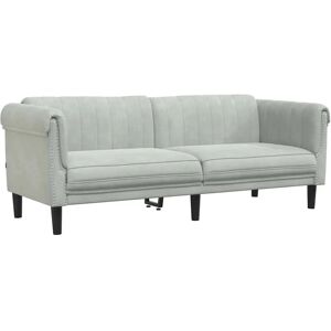 vidaXL Sofa 3-Sitzer Hellgrau Samt 372585 vidaXL Sofa 3-Sitzer Hellgrau Samt 372585