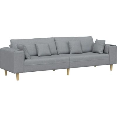 vidaXL Sofa mit Kissen Hellgrau 250 x 77 x 76 cm Stoff 3335143 vidaXL Sofa mit Kissen Hellgrau 250 x 77 x 76 cm Stoff 3335143