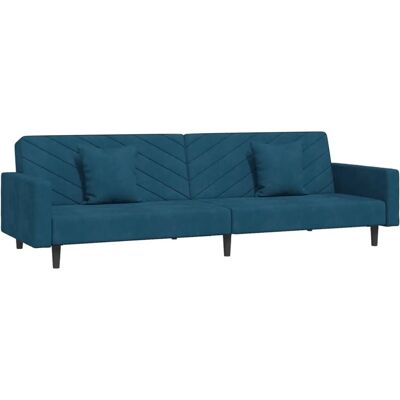 vidaXL Blaue Samtsofa mit Schlafgelegenheit vidaXL Blaue Samtsofa mit Schlafgelegenheit
