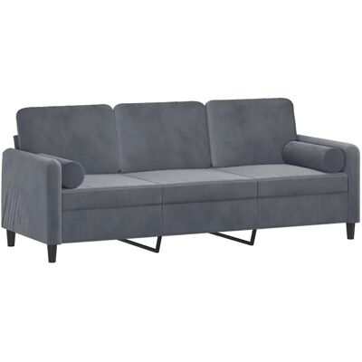 vidaXL 3-Sitzer Samtsofa Dunkelgrau - Sofa vidaXL 3-Sitzer Samtsofa Dunkelgrau - Sofa