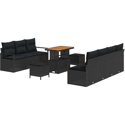 vidaXL Garten-Sofa-Set mit Kissen mit Speicher 10-Tlg Schwarz 3364439 vidaXL Garten-Sofa-Set mit Kissen mit Speicher 10-Tlg Schwarz 3364439