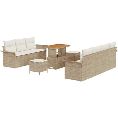 vidaXL Garten-Sofa-Set mit Kissen mit Speicher 10-Tlg Beige und Creme 3364051 vidaXL Garten-Sofa-Set mit Kissen mit Speicher 10-Tlg Beige und Creme 3364051
