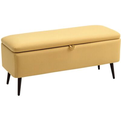 HOMCOM Sitzbank Polsterbank mit Stauraum Leinenoptik 101 x 38 x 44 cm Gelb HOMCOM Sitzbank Polsterbank mit Stauraum Leinenoptik 101 x 38 x 44 cm Gelb