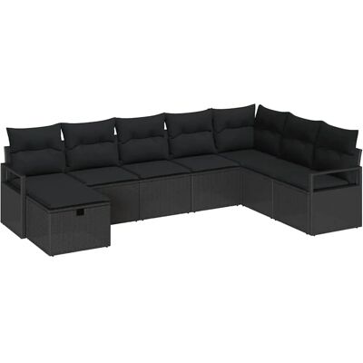 vidaXL Sofa Set mit Kissen mit Speicher 8 Stk Schwarz Poly-Rattan 3359232 vidaXL Sofa Set mit Kissen mit Speicher 8 Stk Schwarz Poly-Rattan 3359232