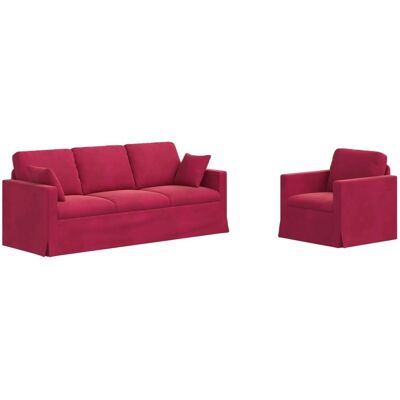vidaXL Sofa 2-Tlg Weinrot 198 x 78 x 80 cm Samt 3407600 vidaXL Sofa 2-Tlg Weinrot 198 x 78 x 80 cm Samt 3407600