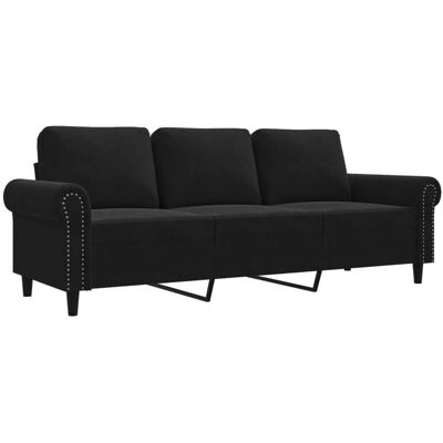 vidaXL 3-Sitzer Schwarzes Samtsofa - Sofa vidaXL 3-Sitzer Schwarzes Samtsofa - Sofa