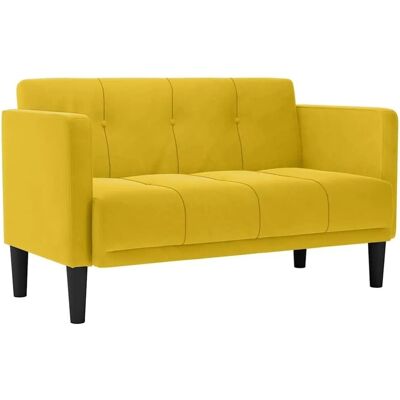 vidaXL Zweisitzer-Sofa Gelb 111 cm Samt 4100575 vidaXL Zweisitzer-Sofa Gelb 111 cm Samt 4100575