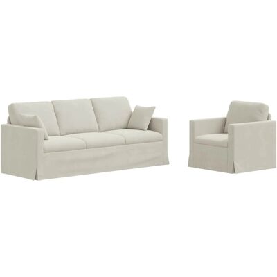 vidaXL Sofa 2-Tlg Creme 198 x 78 x 80 cm Samt 3407602 vidaXL Sofa 2-Tlg Creme 198 x 78 x 80 cm Samt 3407602