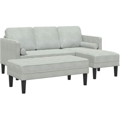 vidaXL Sofa-Set 2-Tlg Hellgrau 173 x 131 x 67 cm Samt 3329264 vidaXL Sofa-Set 2-Tlg Hellgrau 173 x 131 x 67 cm Samt 3329264