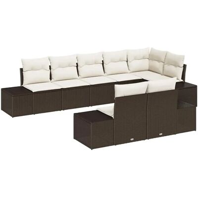 VidaXL Gartencouch-Set 8-tlg. Braune Polyrattan VidaXL Gartencouch-Set 8-tlg. Braune Polyrattan