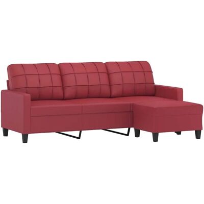 vidaXL 3-Sitzer Sofa mit Fußhocker - Langlebiges Kunstleder vidaXL 3-Sitzer Sofa mit Fußhocker - Langlebiges Kunstleder