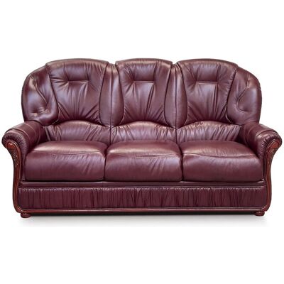 Vente-unique - 3-Sitzer Sofa 100% Büffelleder - Bordeaux - Rustikal Vente-unique - 3-Sitzer Sofa 100% Büffelleder - Bordeaux - Rustikal