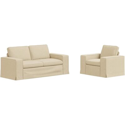 vidaXL Sofa 2-Tlg Creme 182 x 80 x 82 cm Stoff 3407549 vidaXL Sofa 2-Tlg Creme 182 x 80 x 82 cm Stoff 3407549