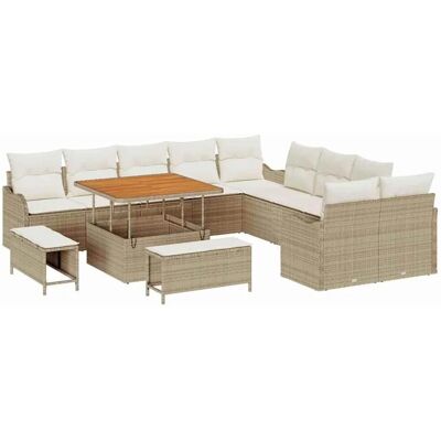 vidaXL Garten-Sofa-Set mit Kissen mit Speicher 13-Tlg Beige und Creme 3364266 vidaXL Garten-Sofa-Set mit Kissen mit Speicher 13-Tlg Beige und Creme 3364266
