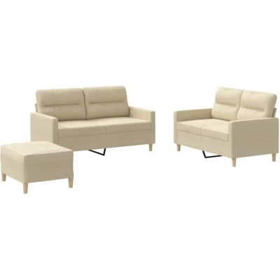vidaXL 3-Sitzer Creme Stoffsofa-Set mit Kissen vidaXL 3-Sitzer Creme Stoffsofa-Set mit Kissen
