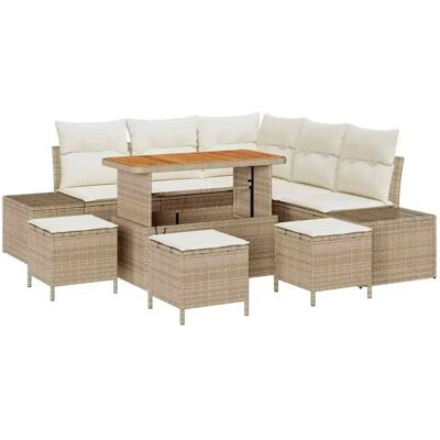 vidaXL Garten-Sofa-Set mit Kissen 9-Tlg Beige Poly Rattan 3362791 vidaXL Garten-Sofa-Set mit Kissen 9-Tlg Beige Poly Rattan 3362791