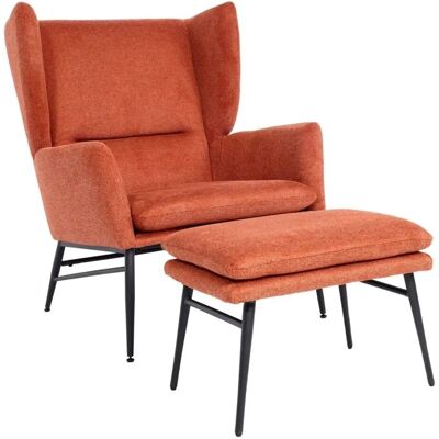 MCW Lounge-Sessel mit Ottomane L62 Terracotta-Braun MCW Lounge-Sessel mit Ottomane L62 Terracotta-Braun