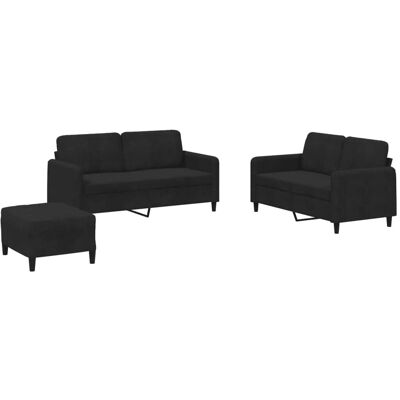vidaXL 3-Tlg Sofagarnitur Schwarz Samt 3201989 vidaXL 3-Tlg Sofagarnitur Schwarz Samt 3201989