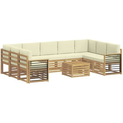 vidaXL Sofagarnituren mit Kissen 10 Stk Weiß und Creme Polyester 3392555 vidaXL Sofagarnituren mit Kissen 10 Stk Weiß und Creme Polyester 3392555