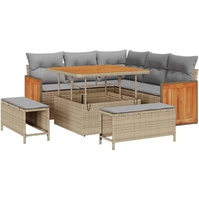 vidaXL Gartensofa-Set mit Kissen 8 Stk Beige und Hellgrau 3363297 vidaXL Gartensofa-Set mit Kissen 8 Stk Beige und Hellgrau 3363297