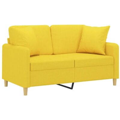vidaXL 2-Sitzer Hellgelbe Stoffcouch mit Kissen - Sofa vidaXL 2-Sitzer Hellgelbe Stoffcouch mit Kissen - Sofa