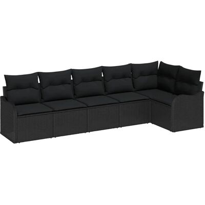 vidaXL Garten-Sofa-Set mit Kissen 6-Tlg Schwarz Poly Rattan 3345723 vidaXL Garten-Sofa-Set mit Kissen 6-Tlg Schwarz Poly Rattan 3345723