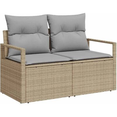 vidaXL Garten-Sofa-Set mit Kissen 9-Tlg Beige Poly Rattan 3347679 vidaXL Garten-Sofa-Set mit Kissen 9-Tlg Beige Poly Rattan 3347679