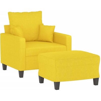 vidaXL Sessel mit Hocker Hellgelb 60 cm Stoff 3201086 vidaXL Sessel mit Hocker Hellgelb 60 cm Stoff 3201086