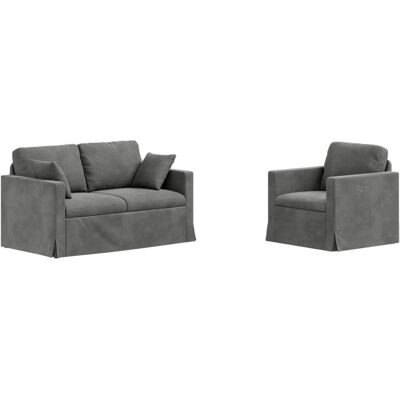 vidaXL Sofa Set 2-Tlg Dunkelgrau 138 x 78 x 80 cm Samt 3407508 vidaXL Sofa Set 2-Tlg Dunkelgrau 138 x 78 x 80 cm Samt 3407508