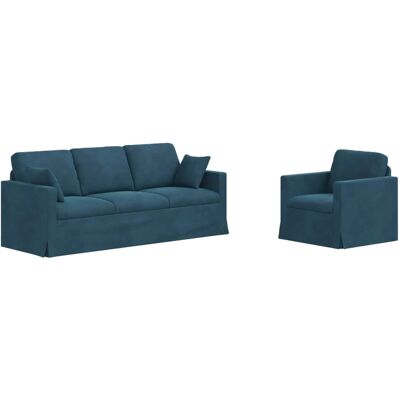 vidaXL Sofa 2-Tlg Blau 198 x 78 x 80 cm Samt 3407603 vidaXL Sofa 2-Tlg Blau 198 x 78 x 80 cm Samt 3407603